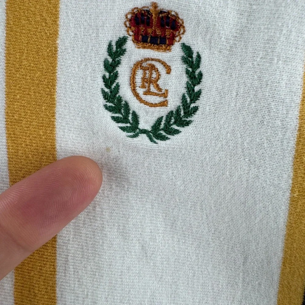 Vintage Chaps Ralph Lauren Rugby Shirt Mens Large 90s Striped Preppy Polo